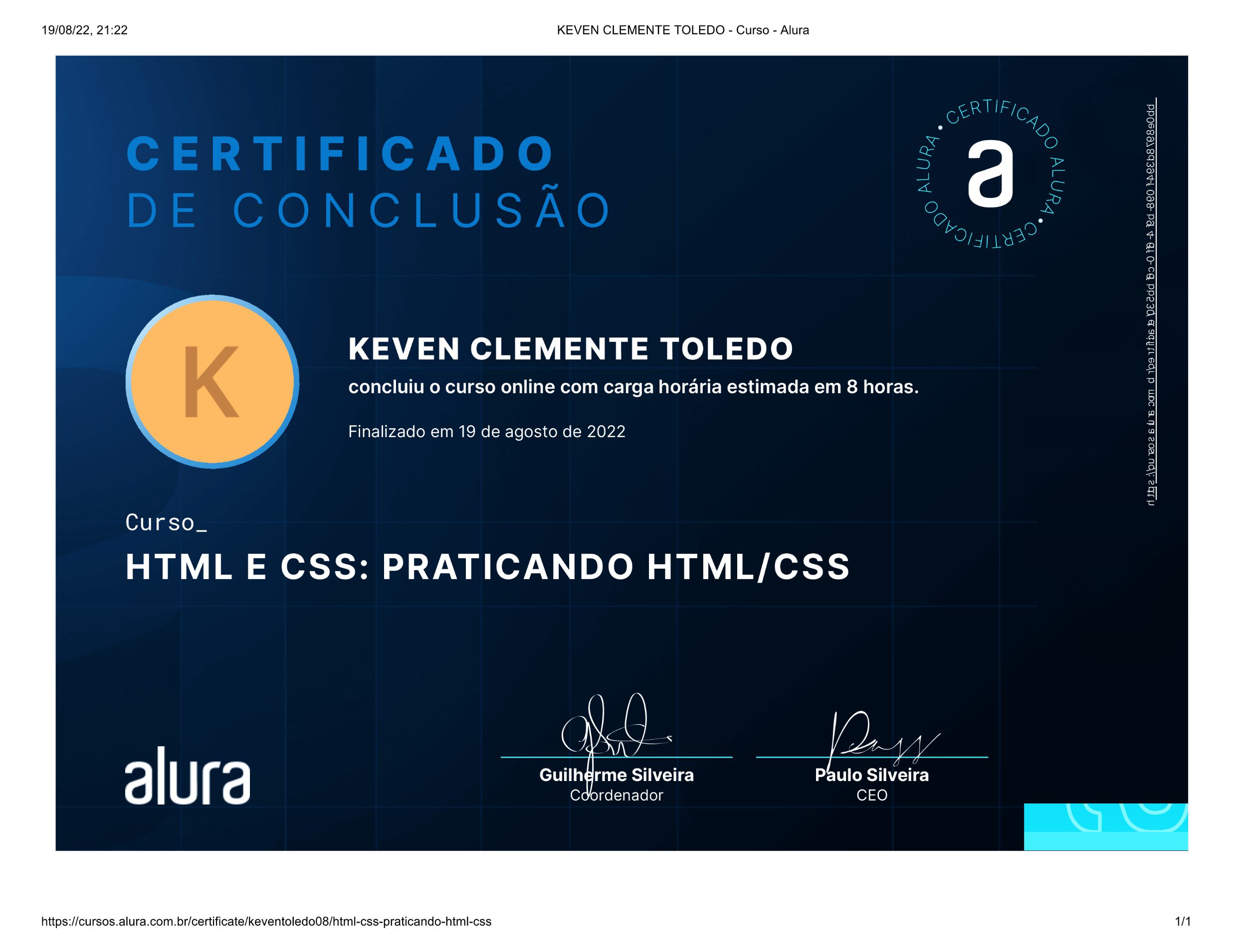 Certificado HTML5 e CSS3